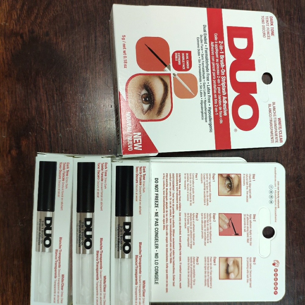 4 Pack Duo 2 in 1 Brush on Striplash Adhesive Eyel
